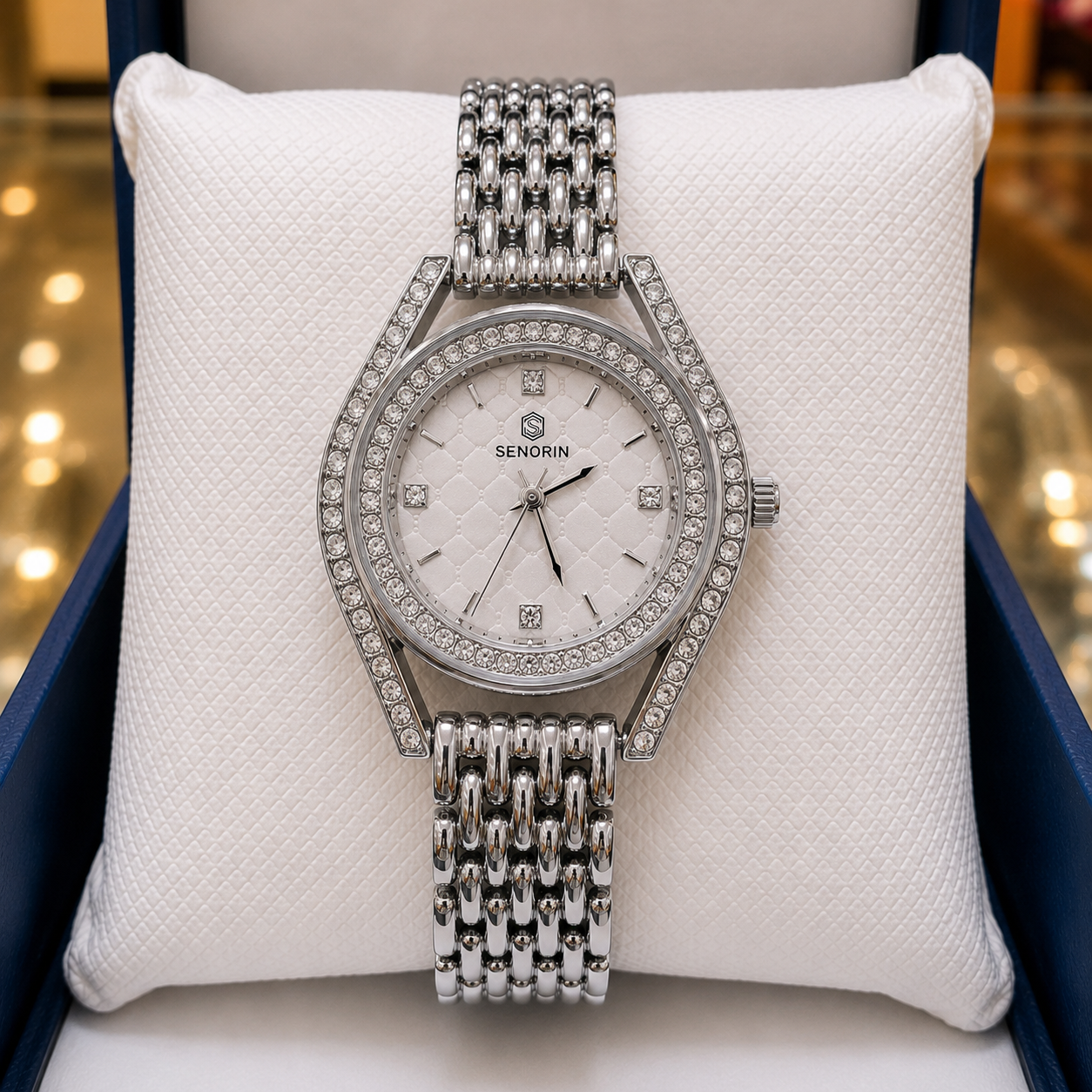 🚨Luxury Silver Ladies Quartz Watch – Elegant Crystal Design