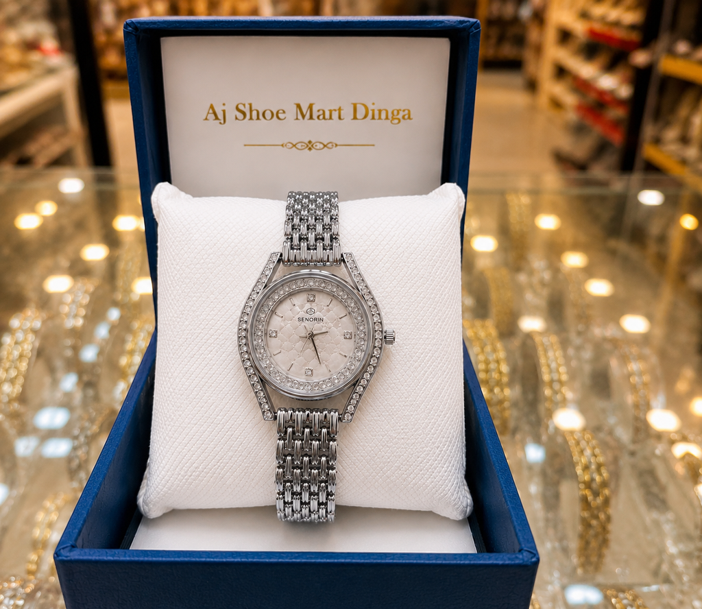 🚨Luxury Silver Ladies Quartz Watch – Elegant Crystal Design