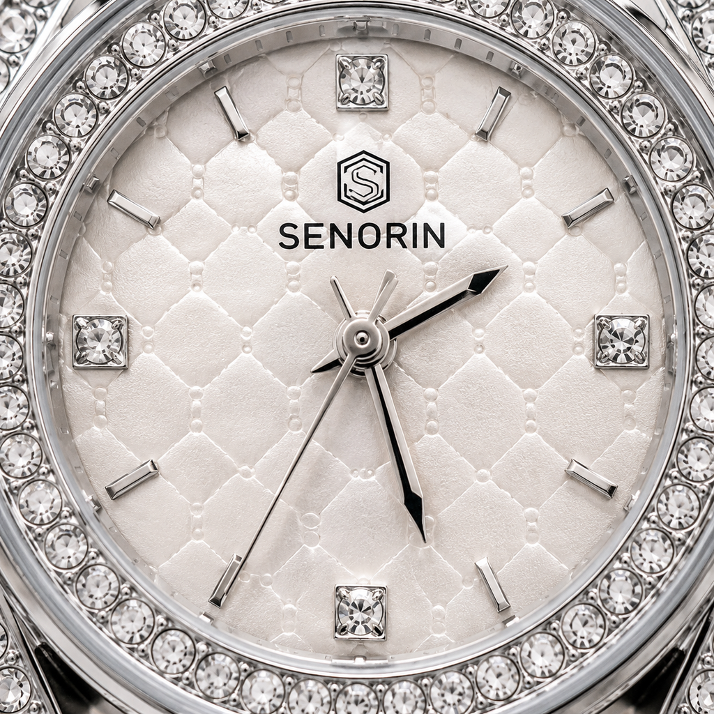 🚨Luxury Silver Ladies Quartz Watch – Elegant Crystal Design