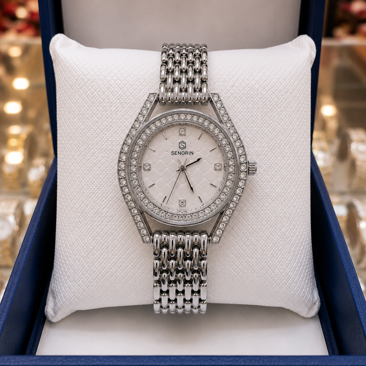 🚨Luxury Silver Ladies Quartz Watch – Elegant Crystal Design