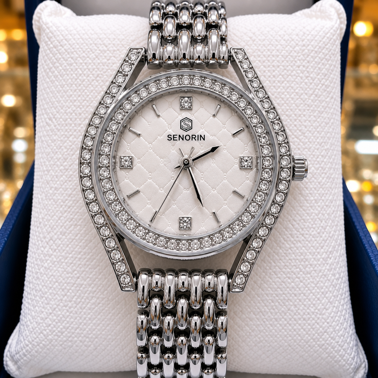 🚨Luxury Silver Ladies Quartz Watch – Elegant Crystal Design