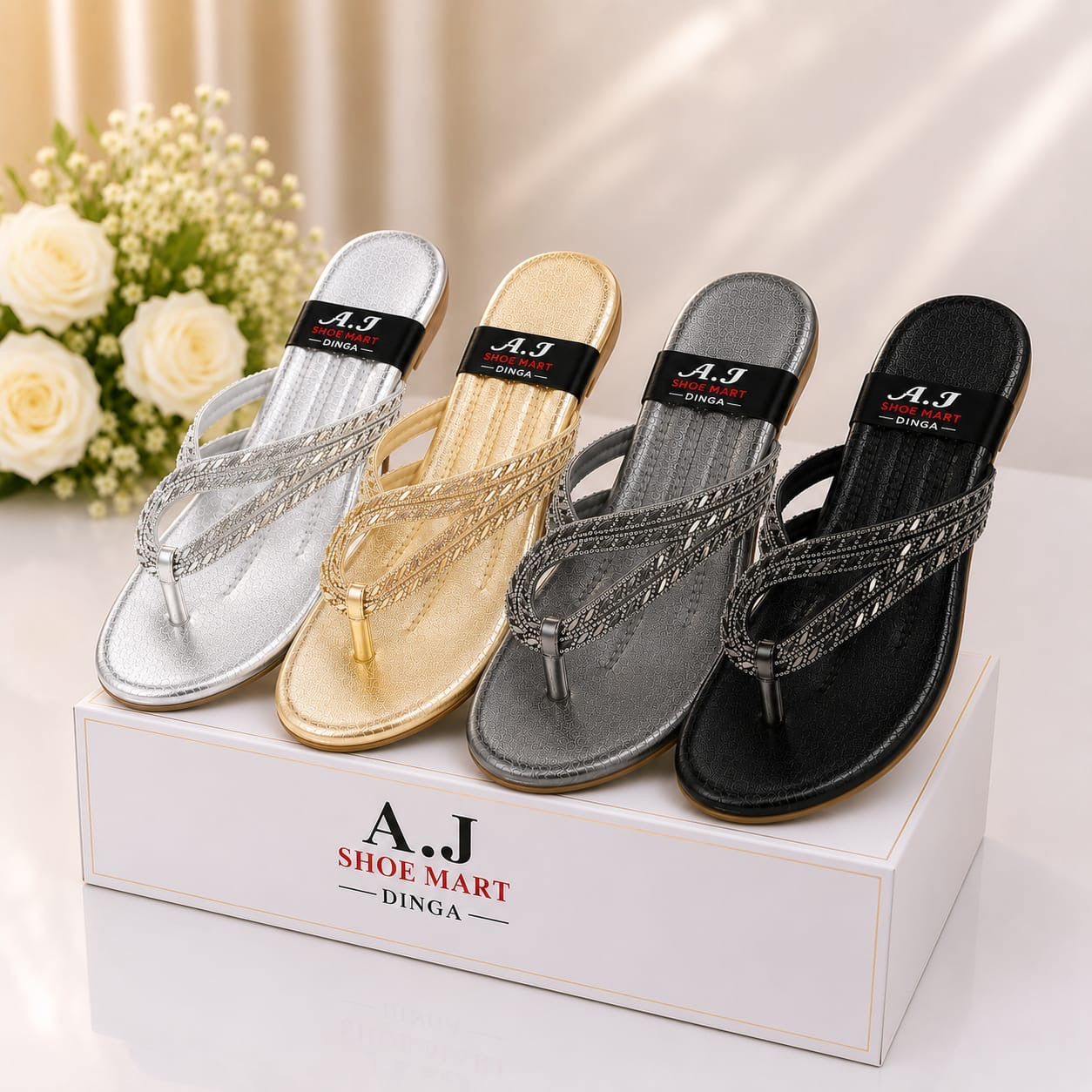 ✨ Elegant Gold Ladies Flat CHAPPAL