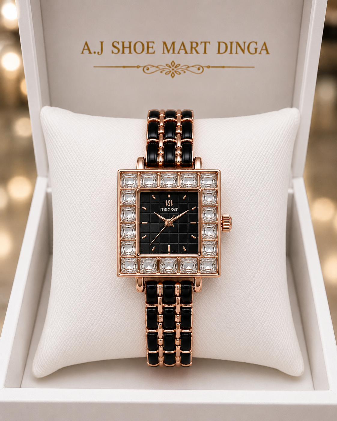Black/pink Square Luxury Watch 🖤⌚